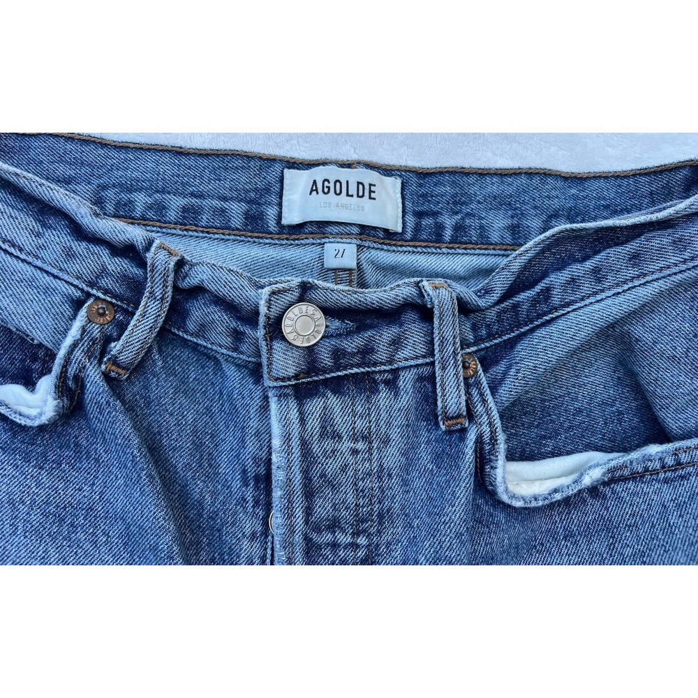 AGOLDE Riley High Rise Straight Button Fly Jeans Size 27 Crop - Picture 3 of 12